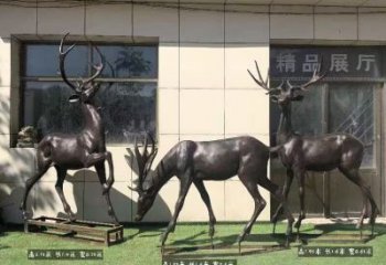 广场麋鹿铜雕塑 公园仿真雕塑 抽象摆件