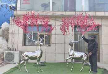 不锈钢镂空麋鹿雕塑 广场近代雕塑 门口小品