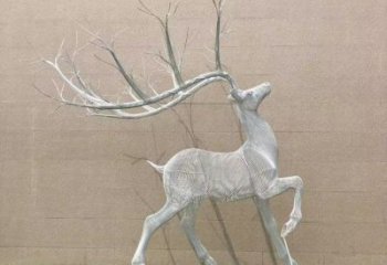 不锈钢麋鹿雕塑厂家，镂空工艺，园林摆件