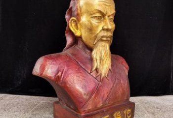 铸铜华佗雕塑 电镀现代名医雕塑 药王胸像雕塑